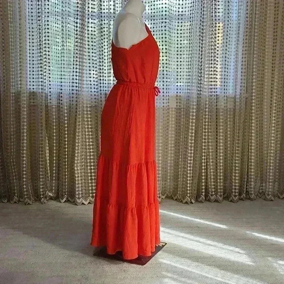NWT Max Studio Papaya Ruffle Maxi Dress - Picture 3 of 6